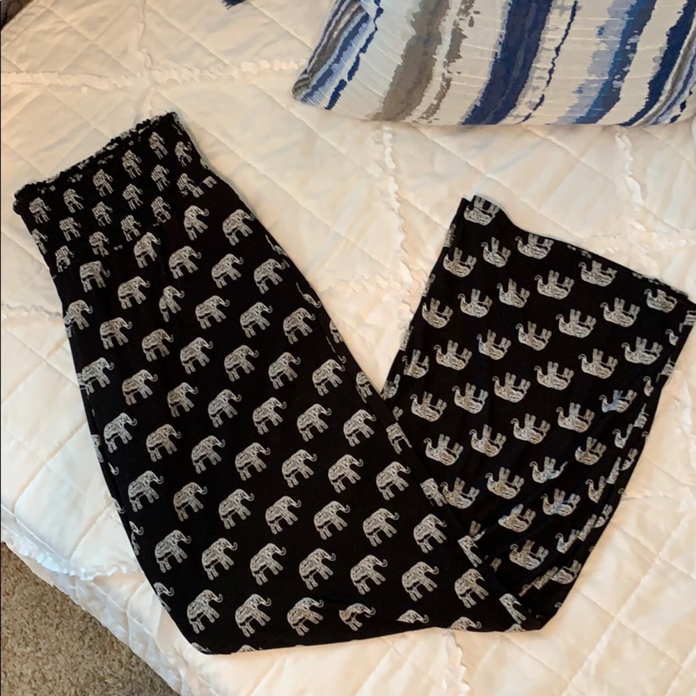 Elephant Print Wide Leg Palazzo Pants